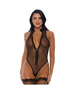 Sleeveless mesh bodysuit - black
