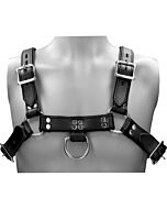 Leather male chest harness black
