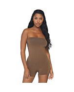Microfiber opaque bodysuit - caramel