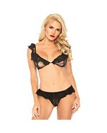 Leg avenue 2 pieces set lace bralette and ruffle thong one size