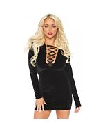 Velvet long sleeved dress black