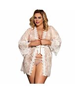 Subblime queen plus flared sleeves lace peignoir white