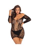 Demure long sleeve mini dress - black