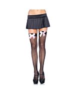 Leg avenue black fishnet thigh highs with bow pink