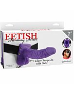 Fetish fantasy series 7" hollow strap-on with balls 17.8cm purple