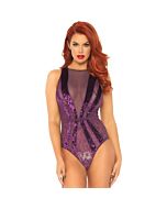 Lace teddy with snap crotch plum