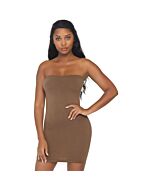 Opaque microfiber dress - caramel