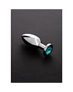 Jeweled butt plug aqua blue light - medium