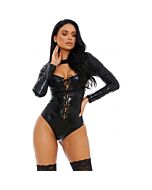 Distress with the best faux leather teddy black