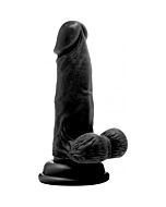 Realistic cock - 6 inch - with scrotum - black