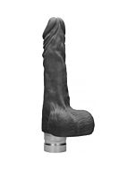 17 cm realistic vibrating dildo with balls - black