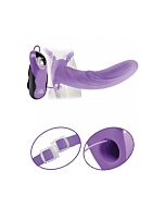 Fetish fantasy elite 22 cm vibrating hollow strap-on purple