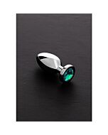 Jeweled butt plug aqua blue light - small