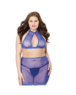 Fishnet halter top and skirt - purple