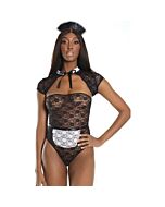 French strapless costume with apron - black, white