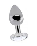 Love heart diamond plug 6.35 cm silver