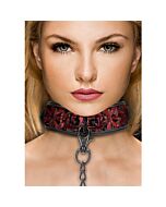 Luxury collar with leash - burgundy