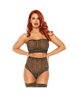 Leg avenue 2 pieces set lurex spandex top and panty golden one size