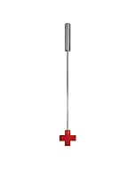 Leather cross tipped crop red