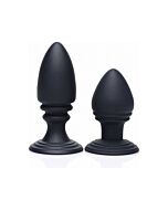 Duplex silicone anal plug set - black