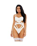 Best of both faux leather teddy - white