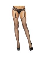 Stockings with rhinestones and matching garter belt - black