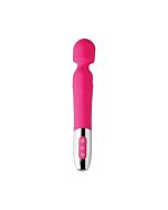 Rotating silicone wand with massage beads - pink