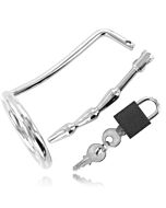 Metal hard chastity cock ring uretral