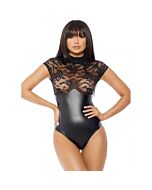 Mock neck bodysuit - black