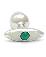 Rosebuds pressed glass plug  stainless steel 65 x 30 mm green