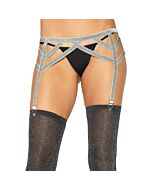 Leg avenue silver lurex elastic garter belt one size