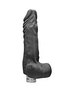 23 cm realistic vibrating dildo with balls - black
