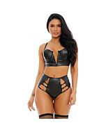 Stitched with lust quilted lingerie set black