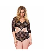 Leg avenue cut out floral lace teddy plus size