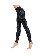 Leggings rise con estampado flores negro