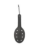 Saddle leather paddle with 8 holes  black