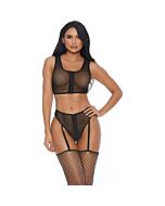You a vixen bra and panty with garter straps black