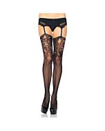 Leg avenue fishnet stockings with jacquard lace top