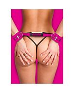 Ouch adjustable leather handcuffs pink
