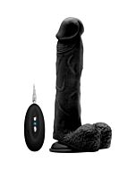 Vibrating realistic cock - 9 inch - with scrotum - black