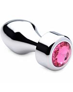 Metal plug with pink pearl - small