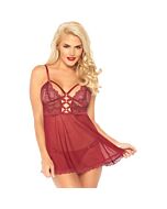 Sheer lace babydoll and string burgundy