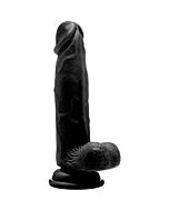 Realistic cock - 8 inch - with scrotum - black