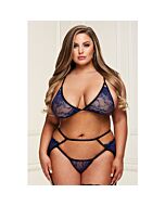 3pc lace garter set blue