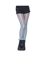 Lurex rainbow fishnet tights - blue