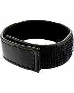 Metal hard - cock and ball strap velcroed adjustable - black