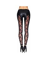 Camiri wetlook and mesh leggings - black