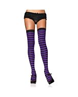 Leg avenue nylon striped thigh highs black-purple