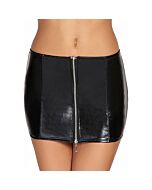 Chone short wetlook zipper skirt black