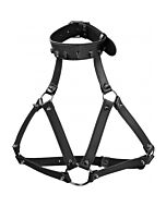Ouch! skulls and bones - harness with skulls & spikes - black
